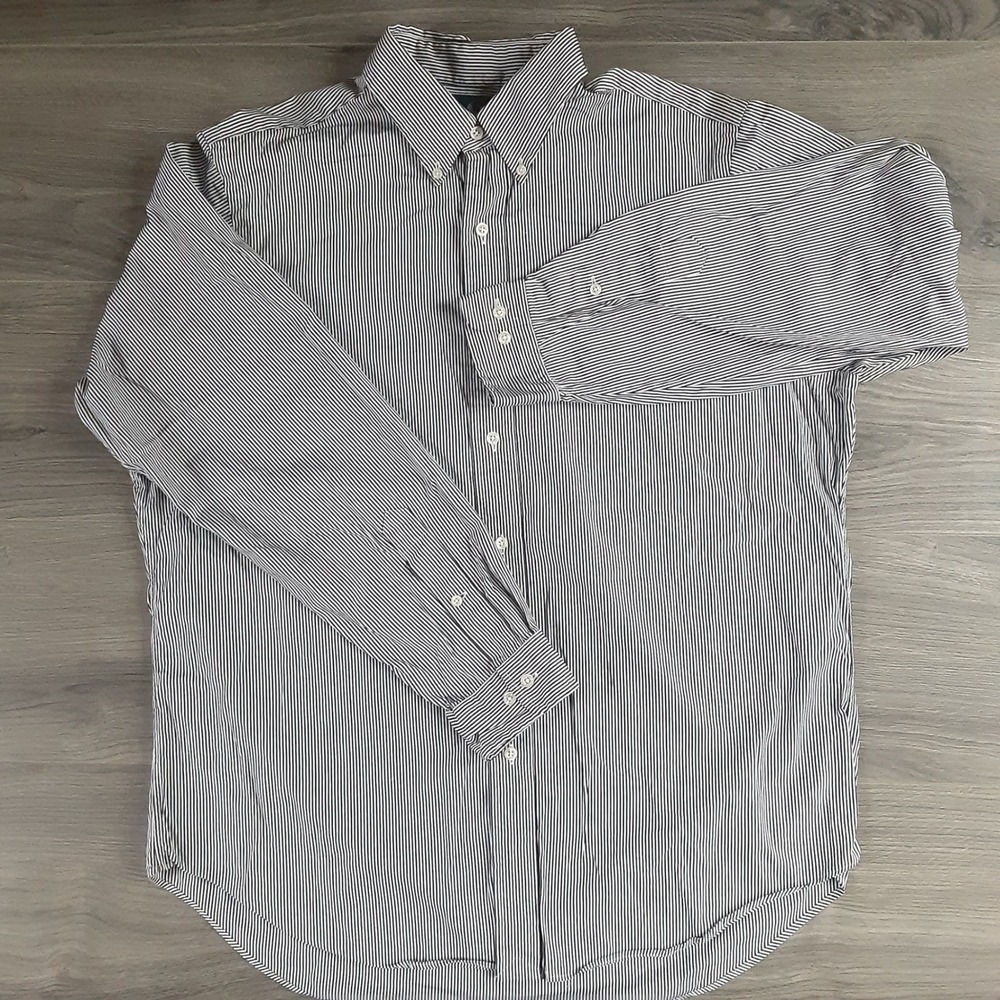 Polo Ralph Lauren Mens XL Classic Fit Striped Button Down Shirt Black White Pony